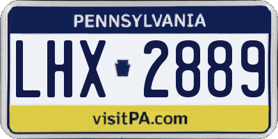 PA license plate LHX2889