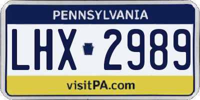 PA license plate LHX2989