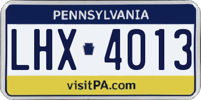 PA license plate LHX4013