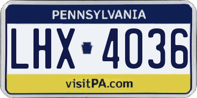 PA license plate LHX4036