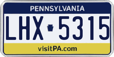 PA license plate LHX5315
