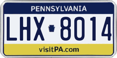 PA license plate LHX8014