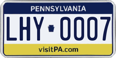 PA license plate LHY0007