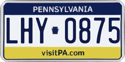 PA license plate LHY0875