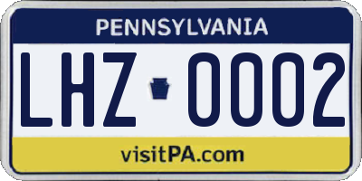 PA license plate LHZ0002