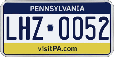PA license plate LHZ0052