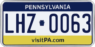 PA license plate LHZ0063