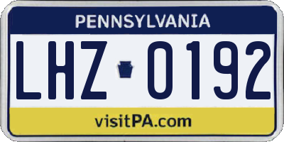PA license plate LHZ0192