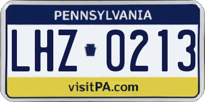 PA license plate LHZ0213