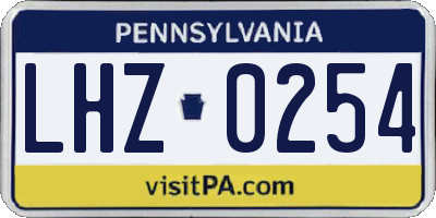 PA license plate LHZ0254