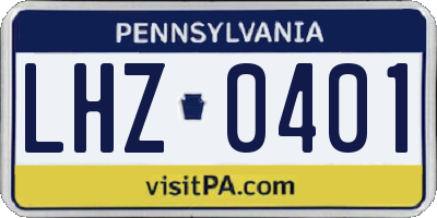 PA license plate LHZ0401