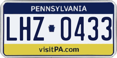 PA license plate LHZ0433