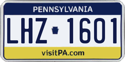 PA license plate LHZ1601