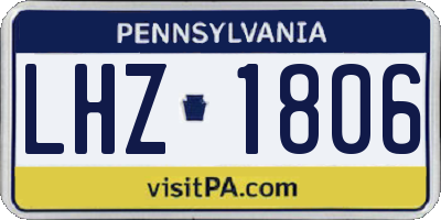 PA license plate LHZ1806