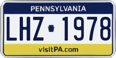 PA license plate LHZ1978