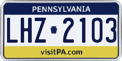 PA license plate LHZ2103