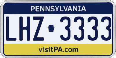 PA license plate LHZ3333