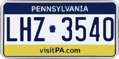 PA license plate LHZ3540