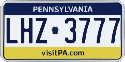 PA license plate LHZ3777