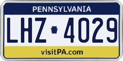 PA license plate LHZ4029
