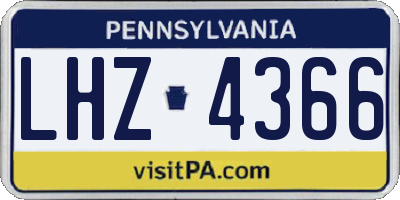 PA license plate LHZ4366