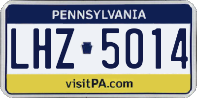 PA license plate LHZ5014