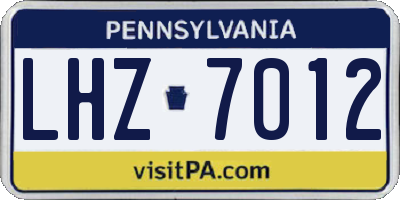 PA license plate LHZ7012