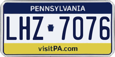 PA license plate LHZ7076