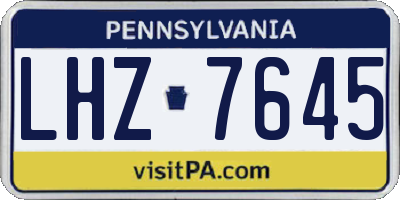 PA license plate LHZ7645