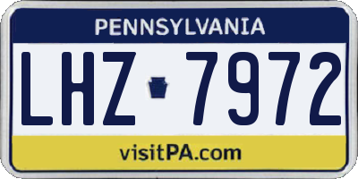 PA license plate LHZ7972
