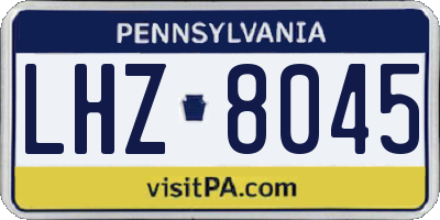 PA license plate LHZ8045