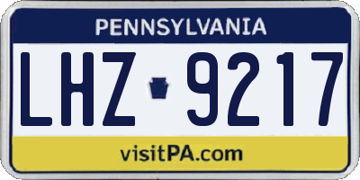 PA license plate LHZ9217