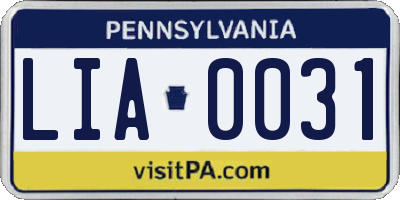 PA license plate LIA0031