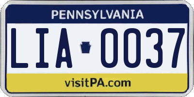 PA license plate LIA0037