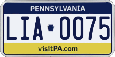 PA license plate LIA0075