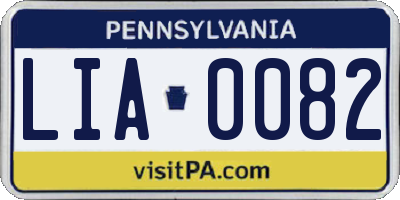 PA license plate LIA0082