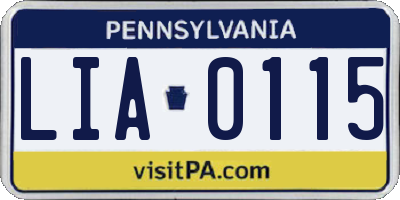 PA license plate LIA0115