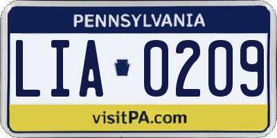 PA license plate LIA0209