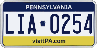 PA license plate LIA0254