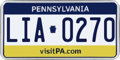 PA license plate LIA0270