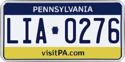 PA license plate LIA0276