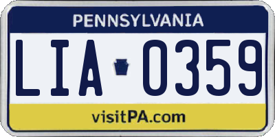 PA license plate LIA0359