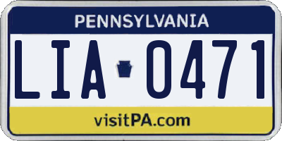 PA license plate LIA0471