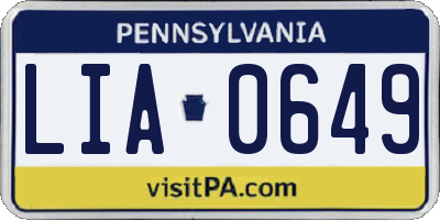 PA license plate LIA0649