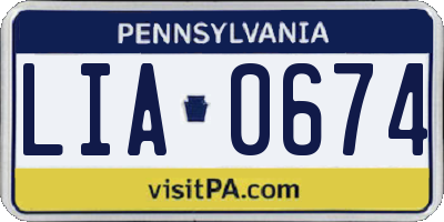 PA license plate LIA0674