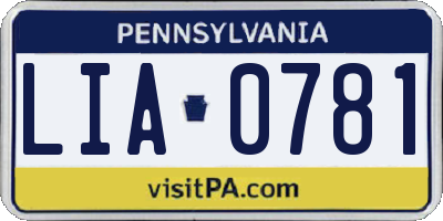 PA license plate LIA0781