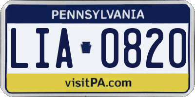 PA license plate LIA0820