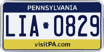 PA license plate LIA0829