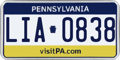 PA license plate LIA0838