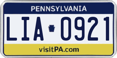 PA license plate LIA0921